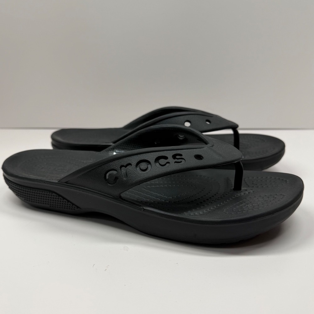 Crocs Athens Flip Flop Sandals Black Mens 7 Womens 9 208192 Iconic Comfort